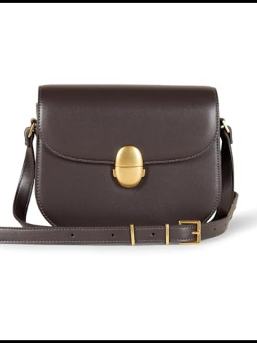 Faux Leather Crossbody Flap Bag Adjustable Strap Internal Pocket